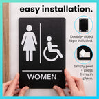 ExcelMark Restroom Sign for Business - ADA Compliant Braille Bathroom Sign with Double Sided Tape to Secure Perfectly in Less Than a Minute - Size 9 x 6 Inch (Men's & Women's Handicap Set) Men's & Women's Handicap Set