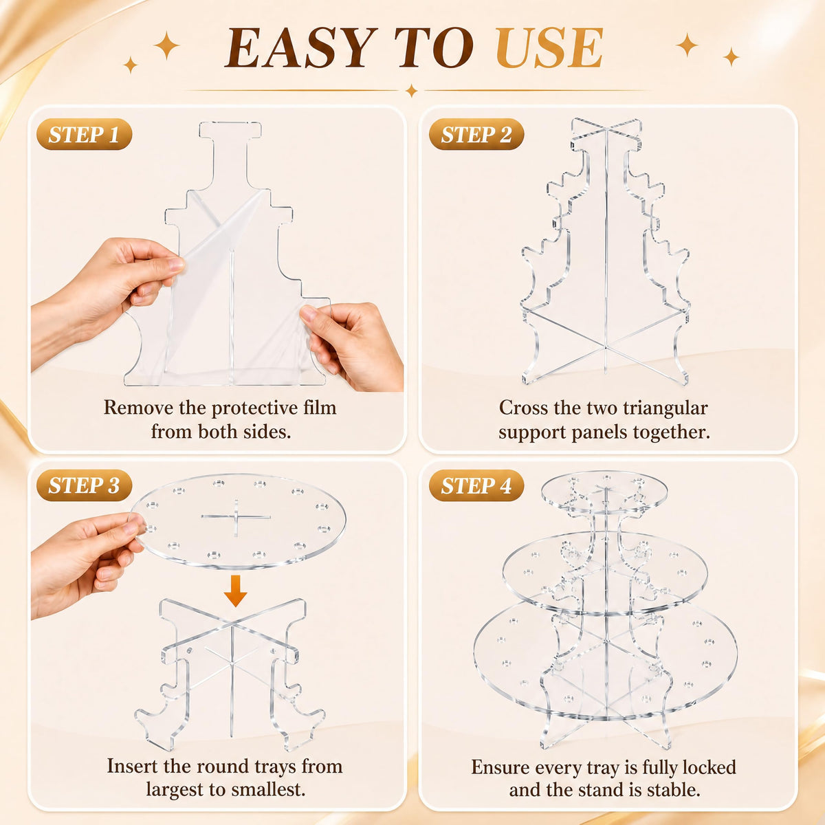 Marsui 1 Pack 36 Holes Cake Pop Display Stand, 3-tiered Clear Cakes Holder