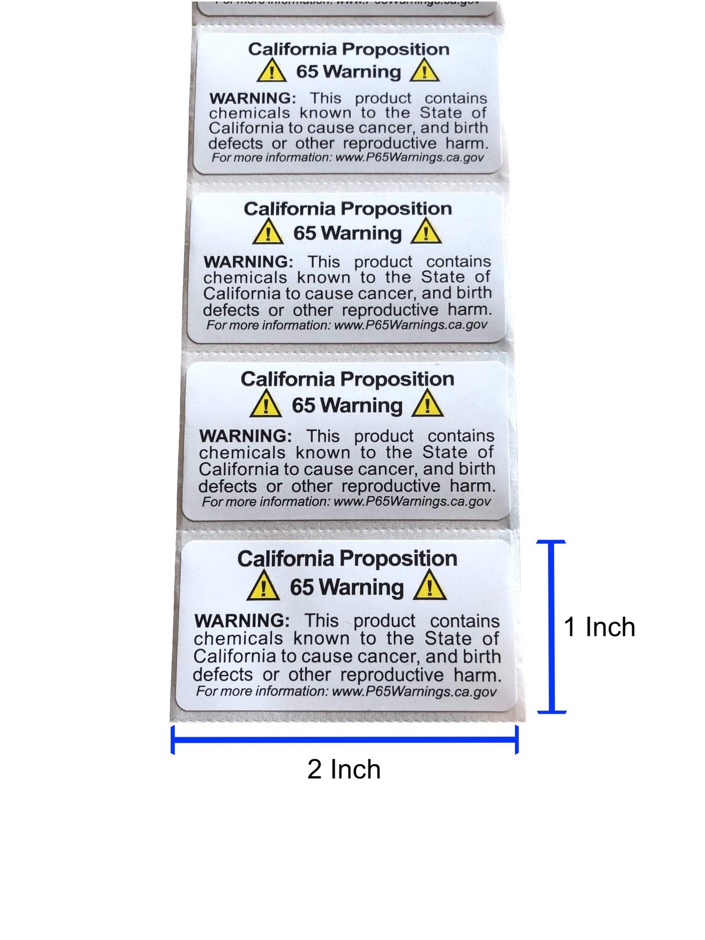 Prop 65 California Warning Labels 500 Count Roll | 1 by 2 Inch Size | Perforated Lines Between Labels for Easy Separating | Perfect for Products and Consumer Alerts | CA 2025 Edition Notice Stickers