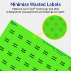 Avery Printable Round Labels, Sure Feed Technology, 3/4" Diameter, Neon Green Labels, Print-to-the-Edge, Laser/Inkjet, 1,600 Total, Great for Price Stickers and Mailing Seals 1,600 labels
