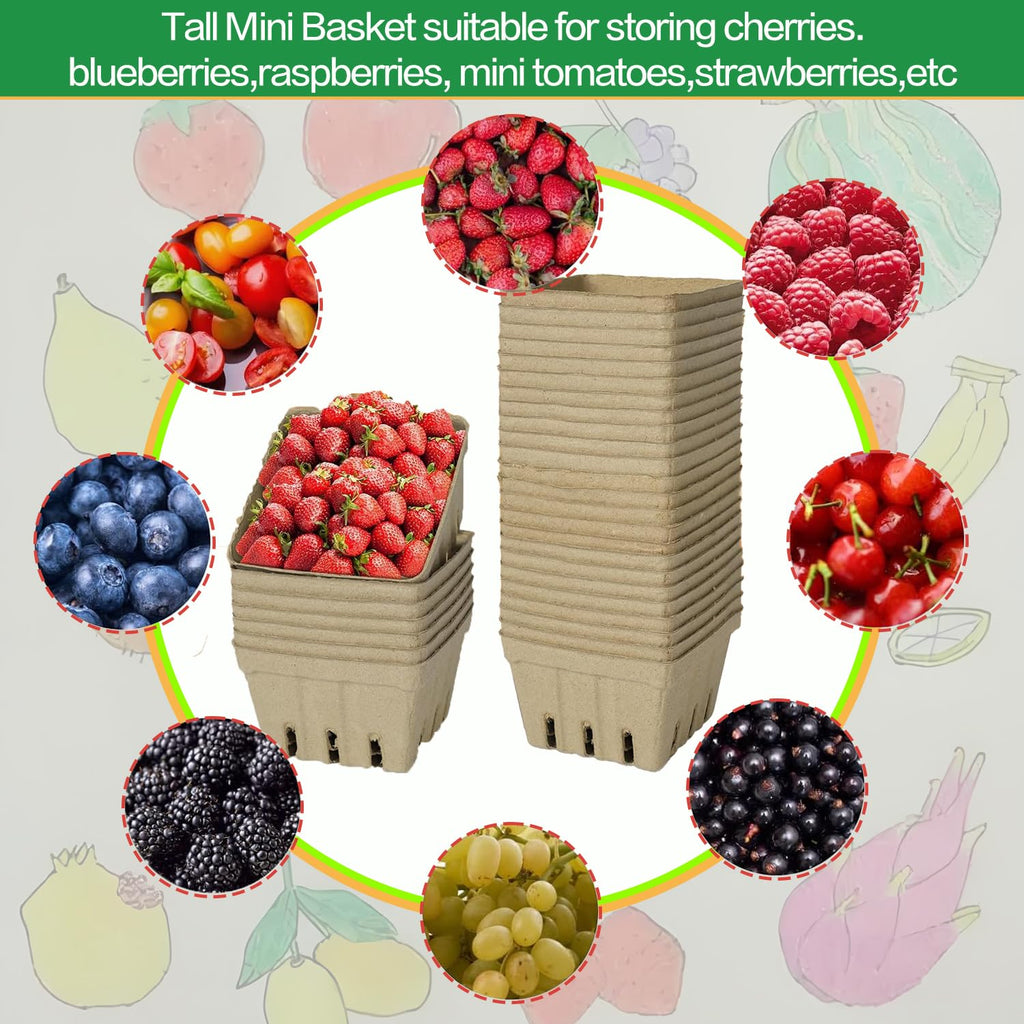 30 Pack Natural Pulp Fiber Berry Baskets, Vented Produce Containers Berry Baskets (30 Pack)