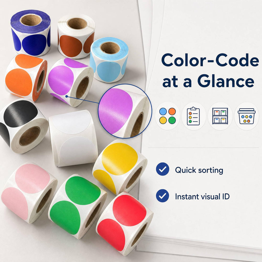 1500 Yellow, Green, Red 2 Inch Round Color Code Dot Stickers for Inventory Organization & File Classification - Blank Labels to Write On Need Carbon Ribbon/Yellow/Green/Red