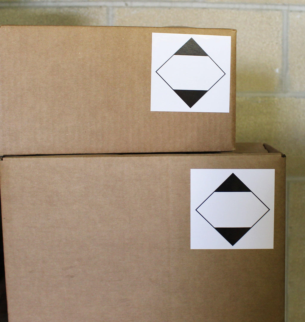 ChromaLabel 4x4 inch Ground ORM-D shipping labels on a roll, industrial labels for hazardous material packaging, 250 labels per roll.