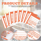 Relaxweex dishwasher temperature test strips in packaging, designed for testing heat levels up to 160°F in commercial and home dishwashers.