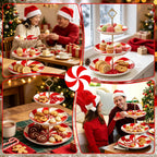 3 Tiers Christmas Peppermint Ceramic Cake Stand Dessert Tray