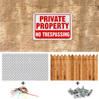 Zonon 6 Pack Metal No Trespassing Sign 12 x 8 Inch Private Property Word with H Stake Reflective Aluminum Security Weatherproof Outdoor Metal Outdoor Keep out Sign, Easy to Mount(Red) Red