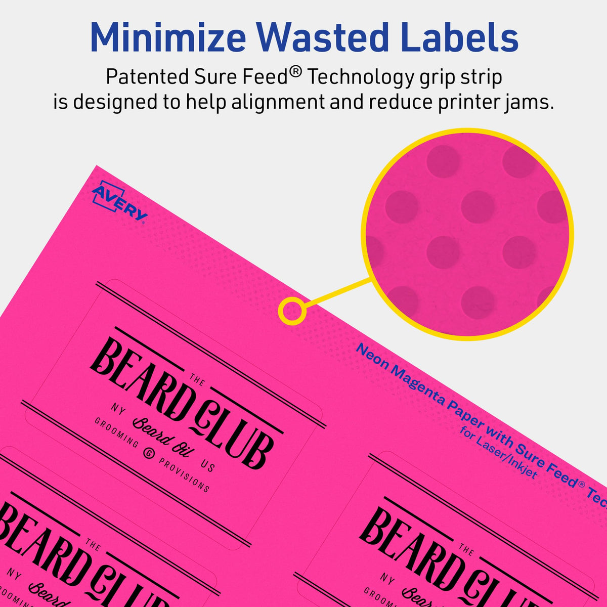 Avery® Printable Rectangle Labels, Sure Feed® Technology, 2" x 3", Neon Magenta Labels, Print-to-The-Edge, Laser/Inkjet Printable, 320 Total, Great for Mailing and Candles 320 labels