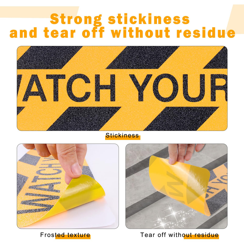 Watch Your Step Decals, 6 x 24 Inch, 6 Pack Caution Warning Stickers