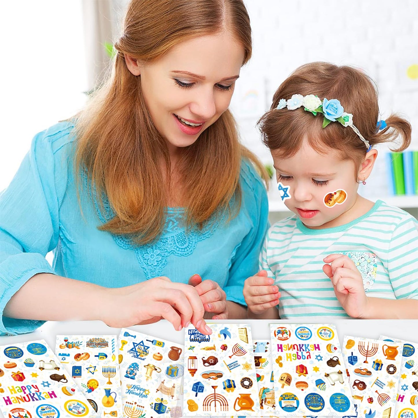Hanukkah Sticker Label Sticker Candlestick Gift Sticker Happy Chanukah Business Sticker Five Pointed Star Reward Sticker Book,Envelope,Water,Cup Decoration for Hanukkah Jewish Festival