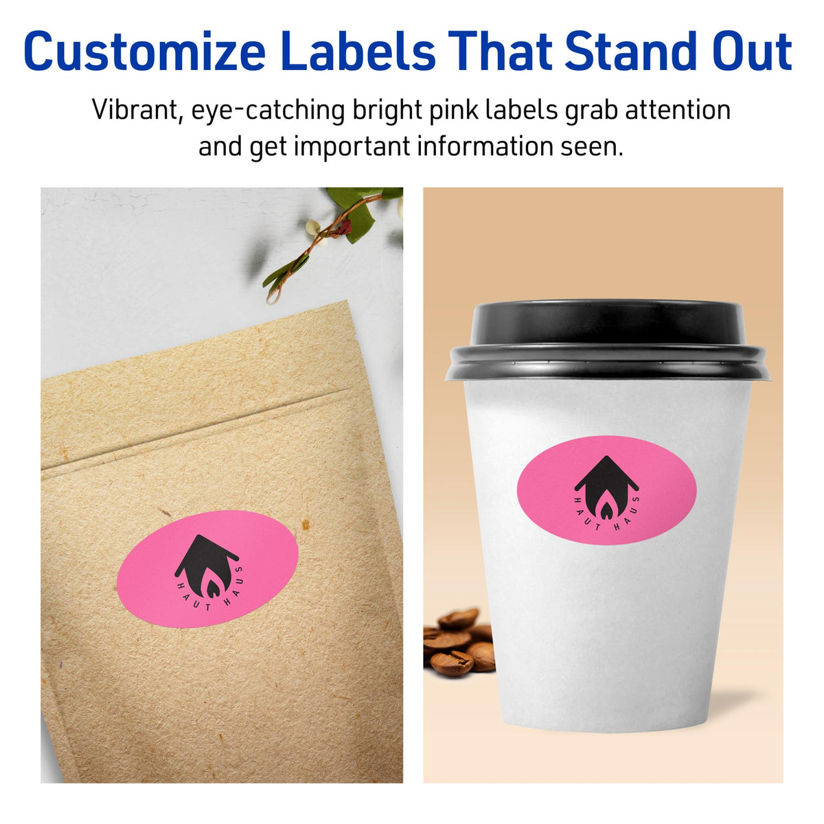 Avery® Printable Oval Labels, Sure Feed® Technology, 1-1/8" x 2-1/4", Bright Pink Labels, Print-to-The-Edge, Laser/Inkjet Printable, 420 Total, Great for Soaps and Candles 420 labels