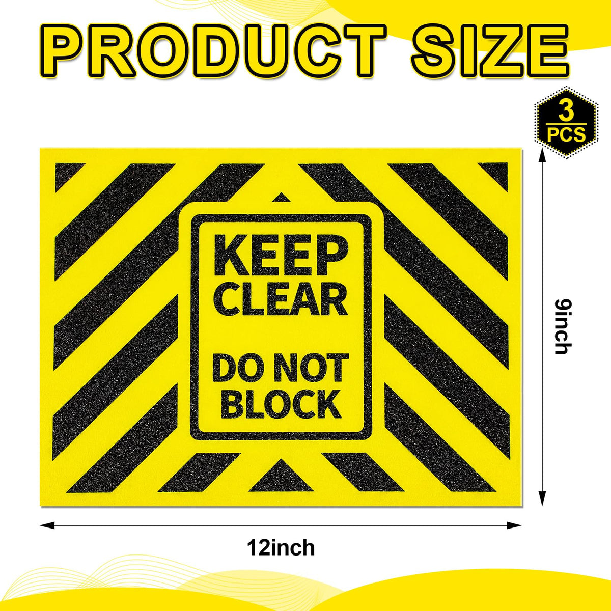 Marspark 3 Pack Keep Clear Do Not Block Sign 12x9'' 0.93mm Thick