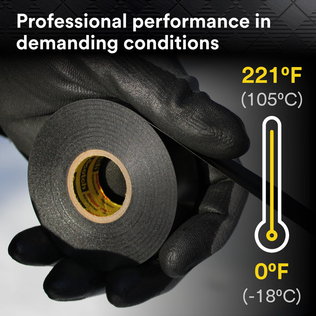 3M Scotch Super 33+ Electrical Tape, 3/4 in x 52 ft, 1 Roll, Black
