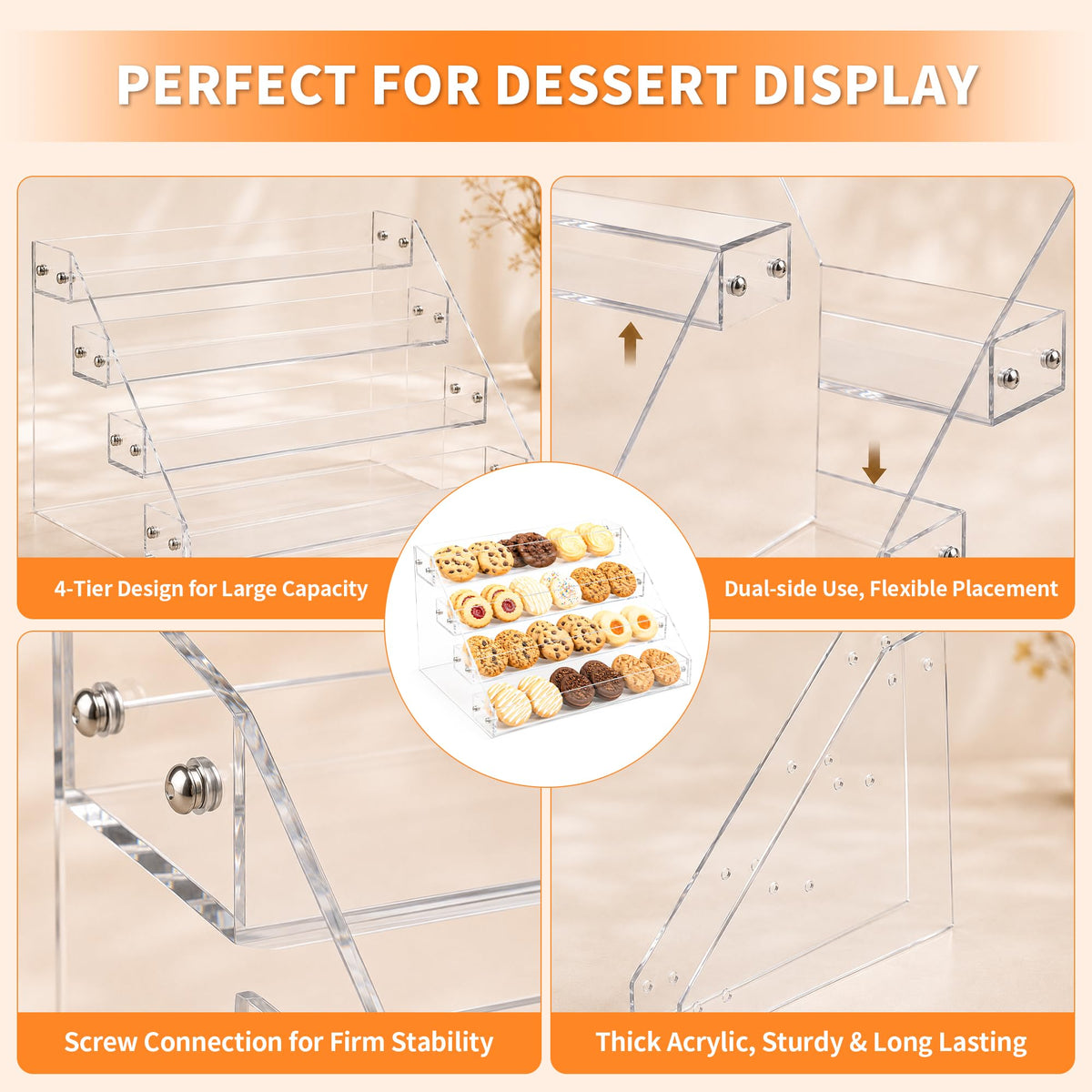 4 Tier Cookie Display Stand for Cookies Display Acrylic Cookie Stand