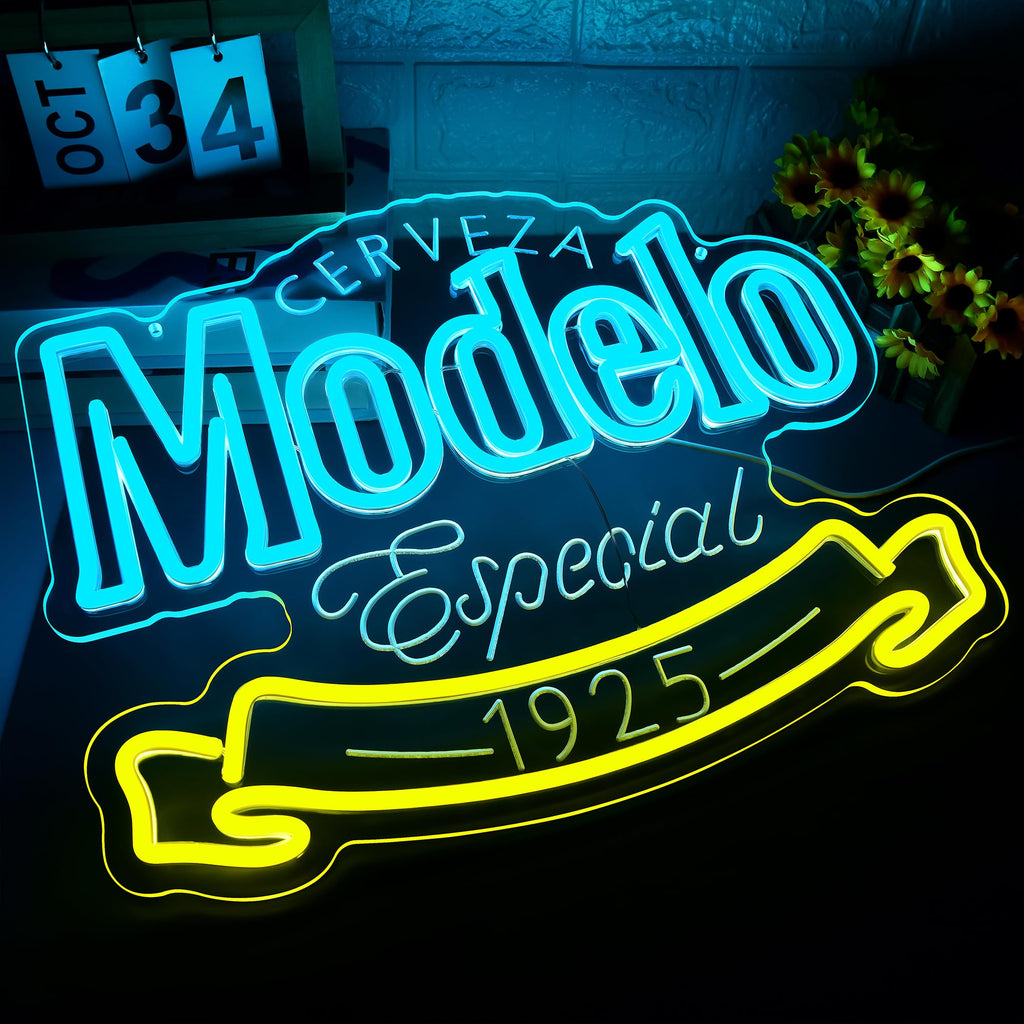 Beer Neon Sign for Wall Decor Dimmable Beer LED Neon Light for Man Cave Blue-b