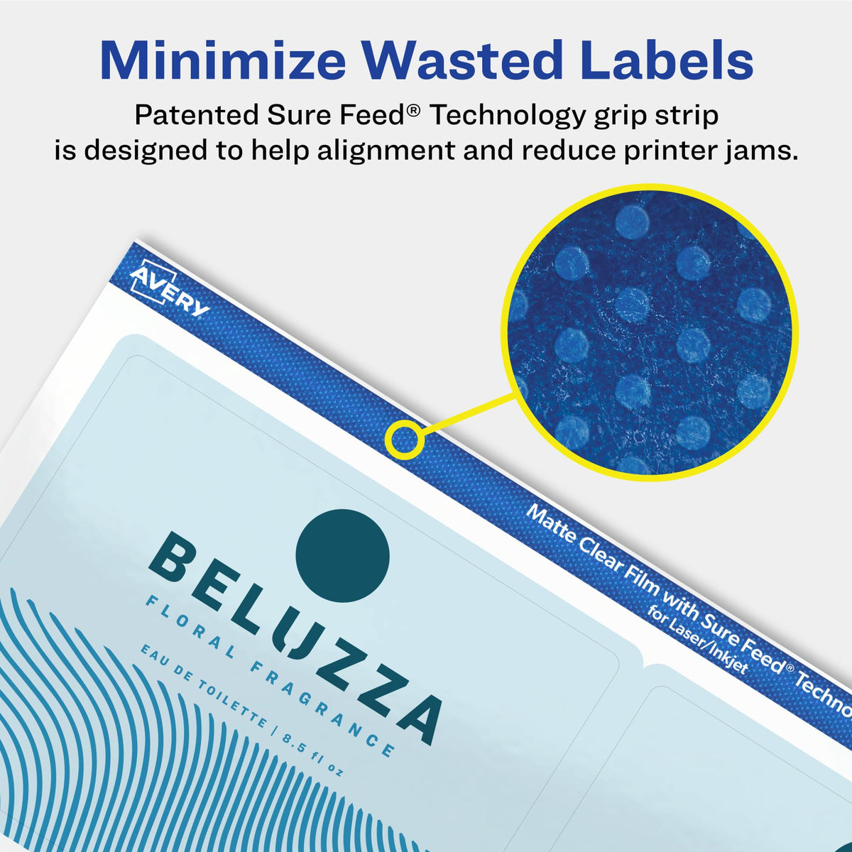 Avery Matte Clear Rectangle Labels, Sure Feed Technology, 3" x 3.75", 150 Matte Clear Labels, Print-to-The-Edge, Laser/Inkjet Printable 150 labels
