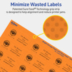 Avery Printable Rectangle Labels, Sure Feed Technology, 1" x 2-1/2", Bright Orange Labels, Laser/Inkjet Printable, 480 Total, Great for Mailing 480 labels
