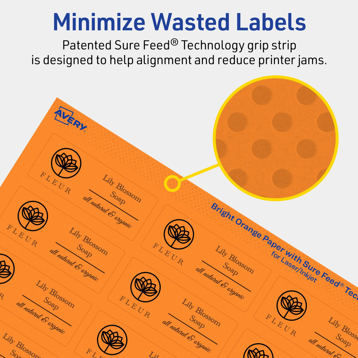 Avery Printable Rectangle Labels, Sure Feed Technology, 1" x 2-1/2", Bright Orange Labels, Laser/Inkjet Printable, 480 Total, Great for Mailing 480 labels