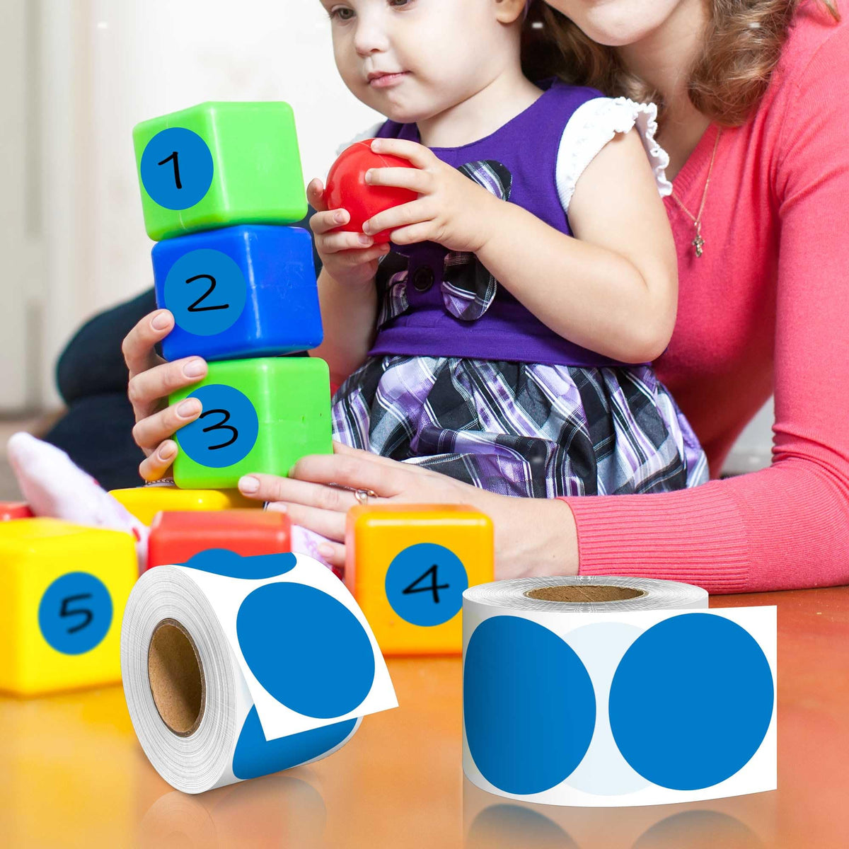 2 inch Round Color-Code Dot Sticker Label, 4 Roll 2000PCS Blue Sticker 4 Rolls-2000PCS