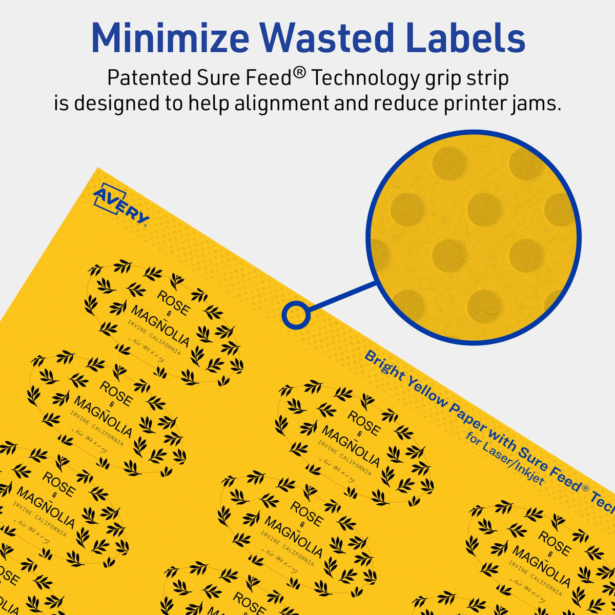 Avery Printable Oval Labels, Sure Feed Technology, 1" x 2", Bright Yellow Labels, Print-to-The-Edge, Laser/Inkjet Printable, 480 Total, Great for Soaps and Candles 480 labels
