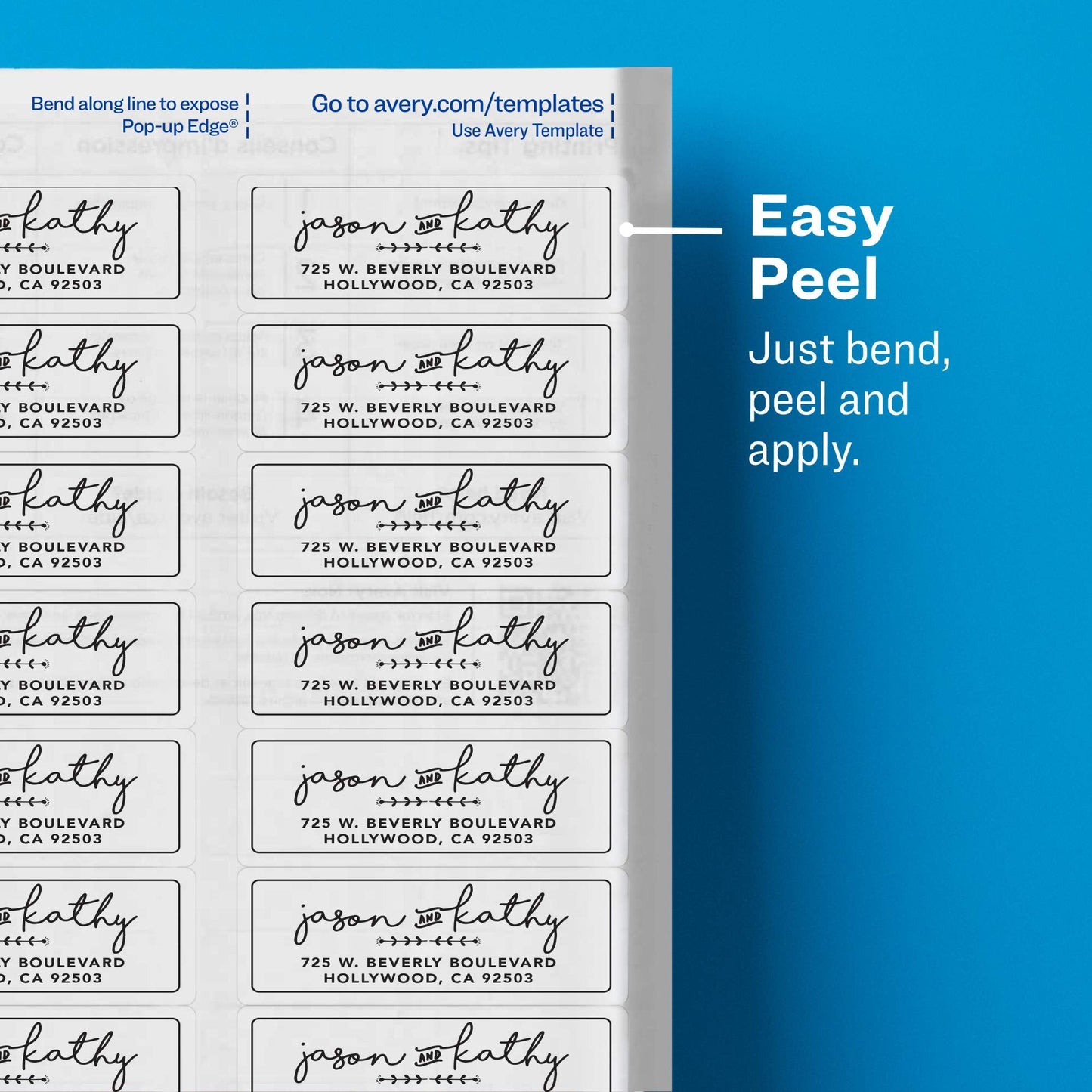 Avery Printable Address Labels with Sure Feed, 1" x 2-5/8", Glossy Clear, 300 Blank Mailing Labels for Laser and Inkjet Printers (6521) 1" x 2-5/8" 300 Labels