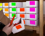 ChromaLabel fluorescent green 2x3 inch all-purpose permanent color code rectangle labels in dispenser box, 100 stickers.