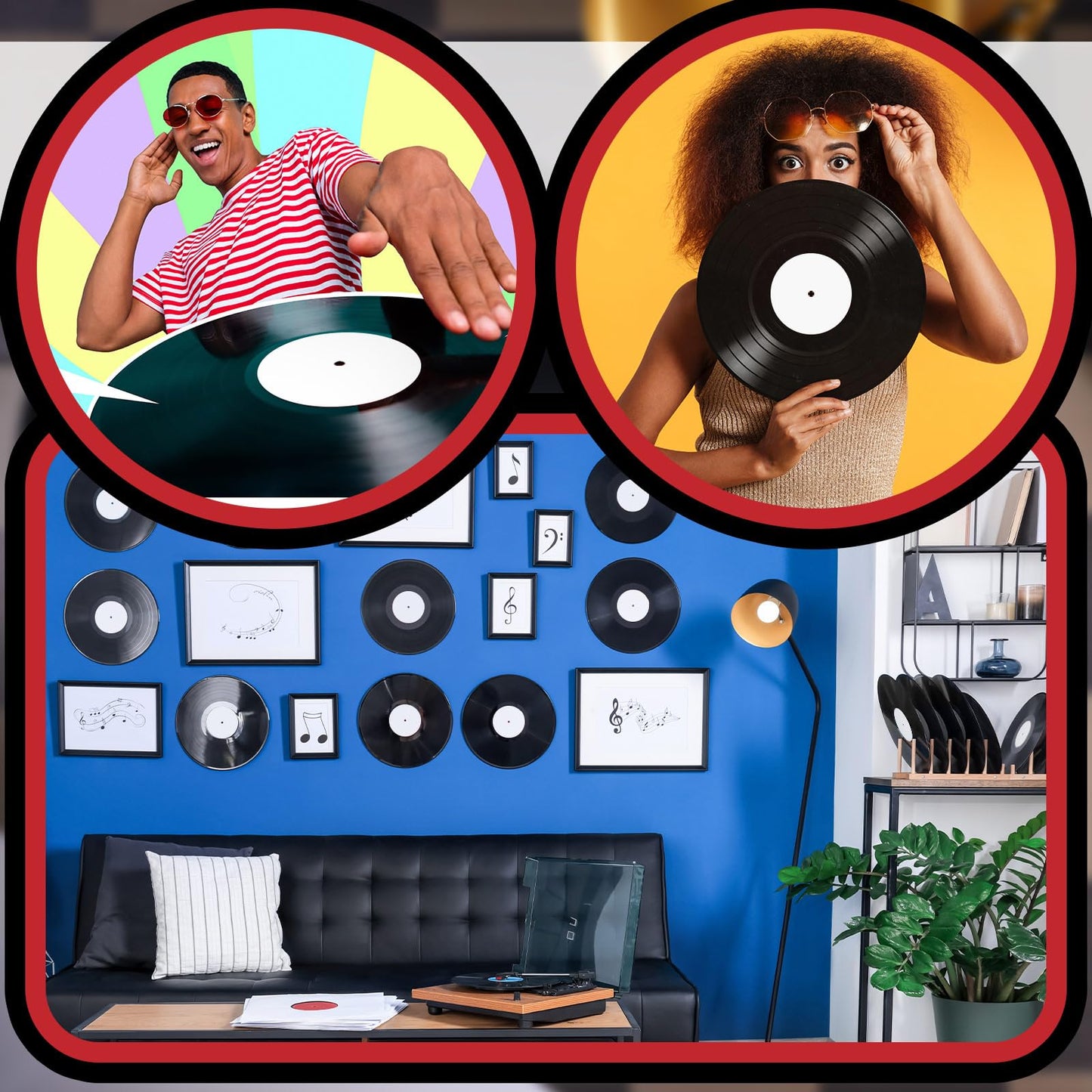 20 Sheets Vinyl Record Center Label with Hole for 12 Inch Long Playing Record 4 Inch Round Labels White Circle Stickers for Worn Damaged Replacement, 4 pcs Each, 80 Total