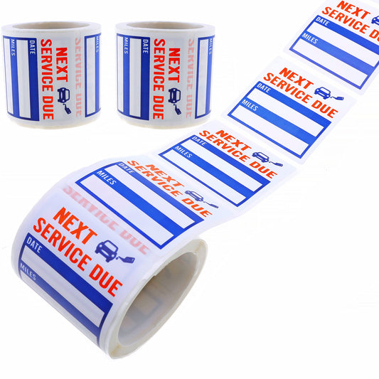 Oil Change Stickers Next Service Due Stickers 300 Pcs 2x2 Oil Stickers, Next Service Due Reminder Sticker Roll, Removable Vinyl Stickers in Roll (Blue 300PCS)