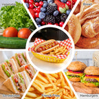 Ninsula Fast Food Baskets 6 Pack, Reusable Colorful Plastic Food Baskets, Oval 6.1 x 9.6 Inch Serving Basket for Food, Burgers, Fries, Sweets, Crisps, Picnics, Parties and BBQ
