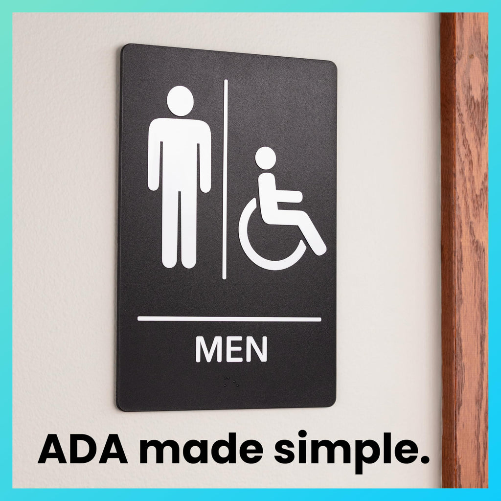 ExcelMark Restroom Sign for Business - ADA Compliant Braille Bathroom Sign with Double Sided Tape to Secure Perfectly in Less Than a Minute - Size 9 x 6 Inch (Men's & Women's Handicap Set) Men's & Women's Handicap Set