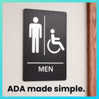 ExcelMark Restroom Sign for Business - ADA Compliant Braille Bathroom Sign with Double Sided Tape to Secure Perfectly in Less Than a Minute - Size 9 x 6 Inch (Men's & Women's Handicap Set) Men's & Women's Handicap Set