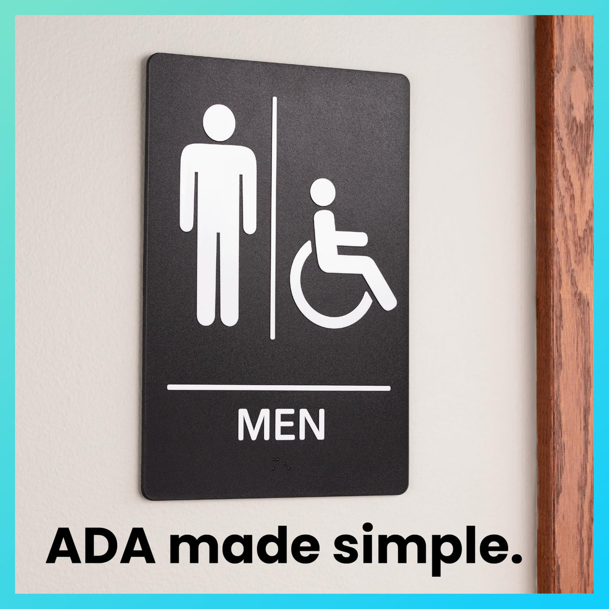 ExcelMark Restroom Sign for Business - ADA Compliant Braille Bathroom Sign with Double Sided Tape to Secure Perfectly in Less Than a Minute - Size 9 x 6 Inch (Men's & Women's Handicap Set) Men's & Women's Handicap Set
