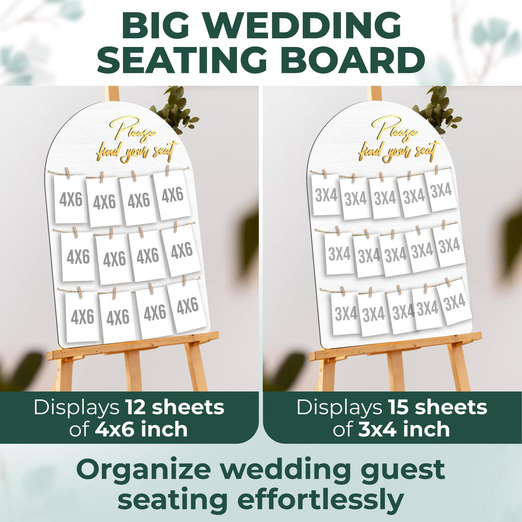 STOFINITY Wedding Seating Chart Board, Wood, 18x26 in, White