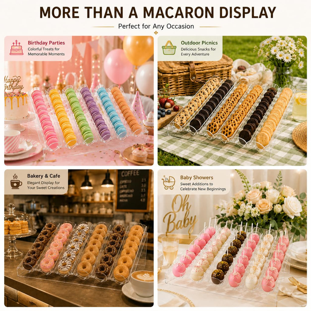 Macaron Stand, Clear Acrylic 6-Slot Macaron Tower Display Tray for Cookies