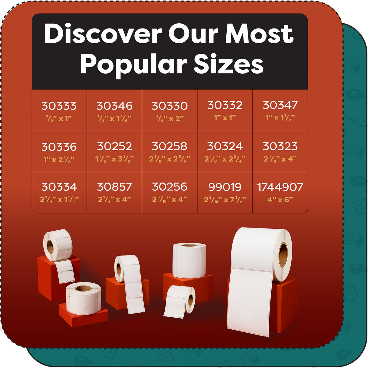 Replacement for DYMO 30332 (12 Rolls, 9000 Labels) - 1" X 1" Direct Thermal 1" X 1" - 30332