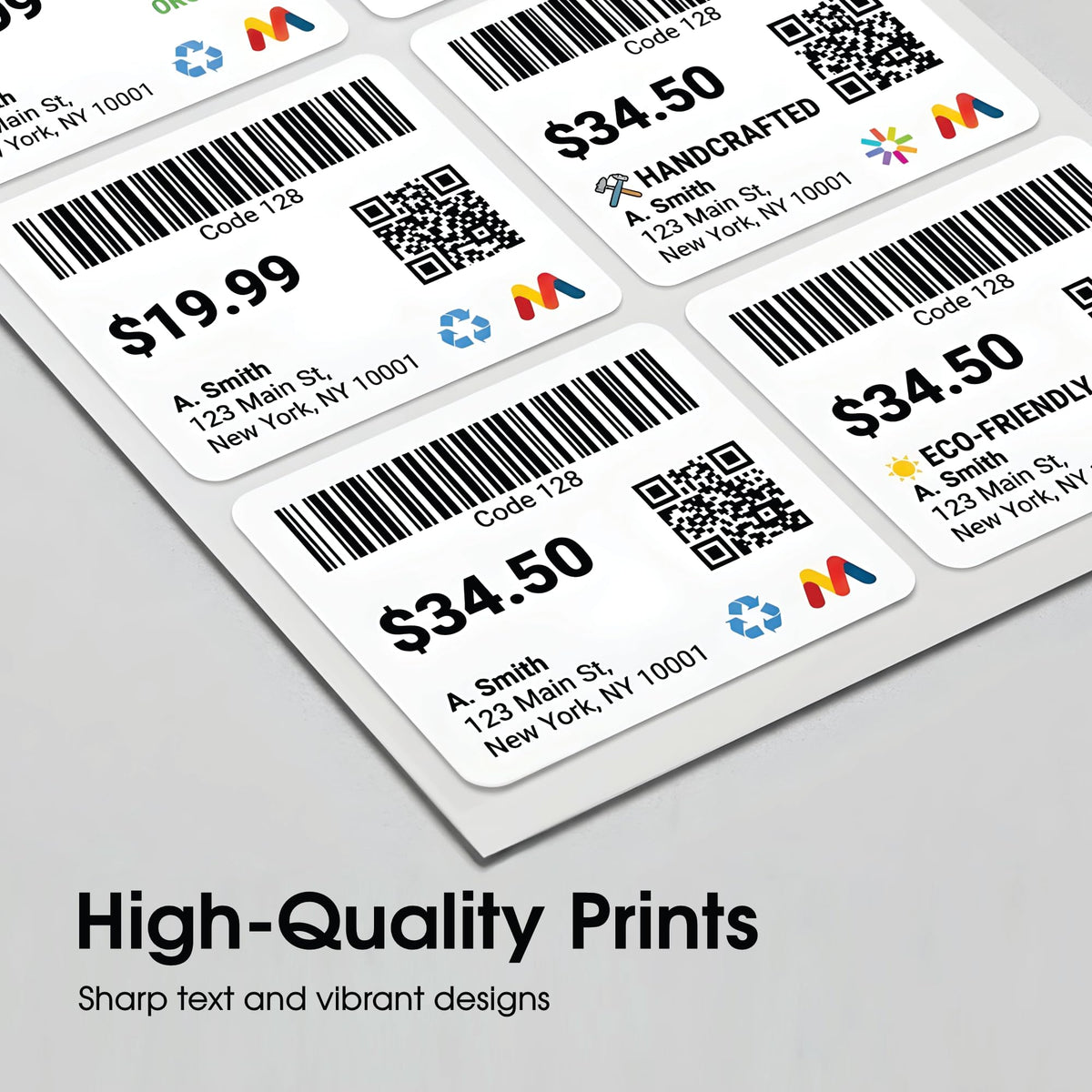 4" X 3.33" Matte White Printable Shipping Labels 3-1/3" X 4" 250 Sheets