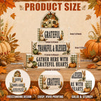 EXY 4 Pcs Pumpkin House Table Decor Fall Rustic Wooden Tiered Tray Decor Thanksgiving Pumpkin