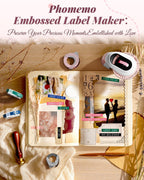Phomemo Embossing Label Maker with 6 Tapes, Vintage Embossed Label Maker Pink
