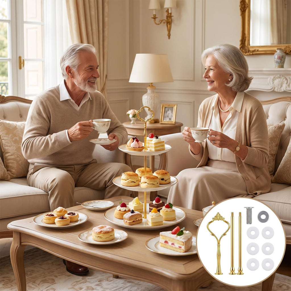 3 Tier Cake Stand Hardware Kit, Flower Cupcake Dessert Plate