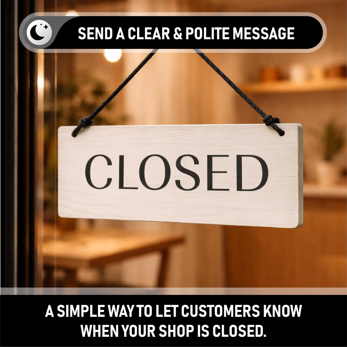 Open Closed Business Sign – Double Sided Real Ash Wood Hanging Open Sign for Storefront Door or Window - White Minimalist We Are Open Sign - 10 x 4 Inch