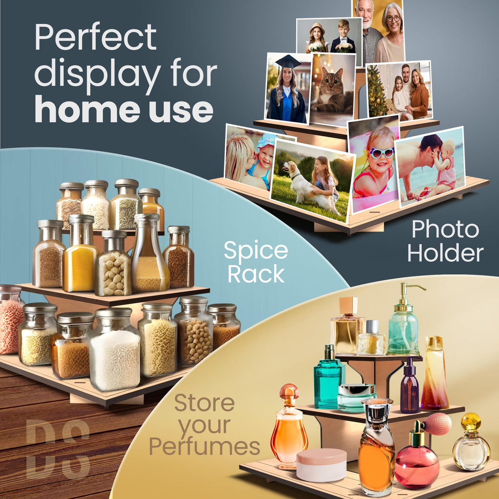 Corner Wooden Tiered Display Stand, Display Shelf for Vendors, Craft Shows Natural Corner