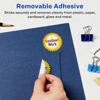 Avery® Matte White Removable Starburst Labels, Sure Feed® Technology, Print-to-The-Edge, 3", 90 Removable Labels, Laser/Inkjet Printable 90 labels