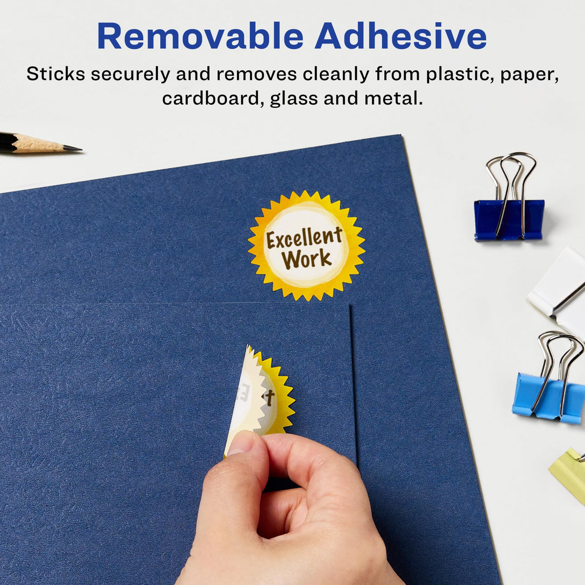 Avery® Matte White Removable Starburst Labels, Sure Feed® Technology, Print-to-The-Edge, 3", 90 Removable Labels, Laser/Inkjet Printable 90 labels