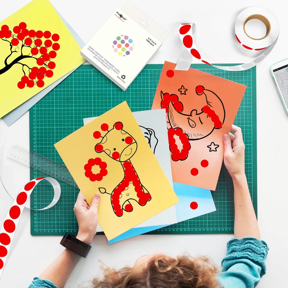 PARLAIM 10000PCS 1/2 Inch Round Color-Code Dot Stickers,Circle Colorful Coding Label Sticker for Home Office(Red) Red 10 Rolls-10000 Pack