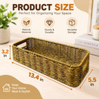 Rectangular Handwoven PVP Rattan Storage Basket with Handles