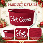 Meanplan Hot Cocoa Gifts Basket Empty Wiith Handles, Red