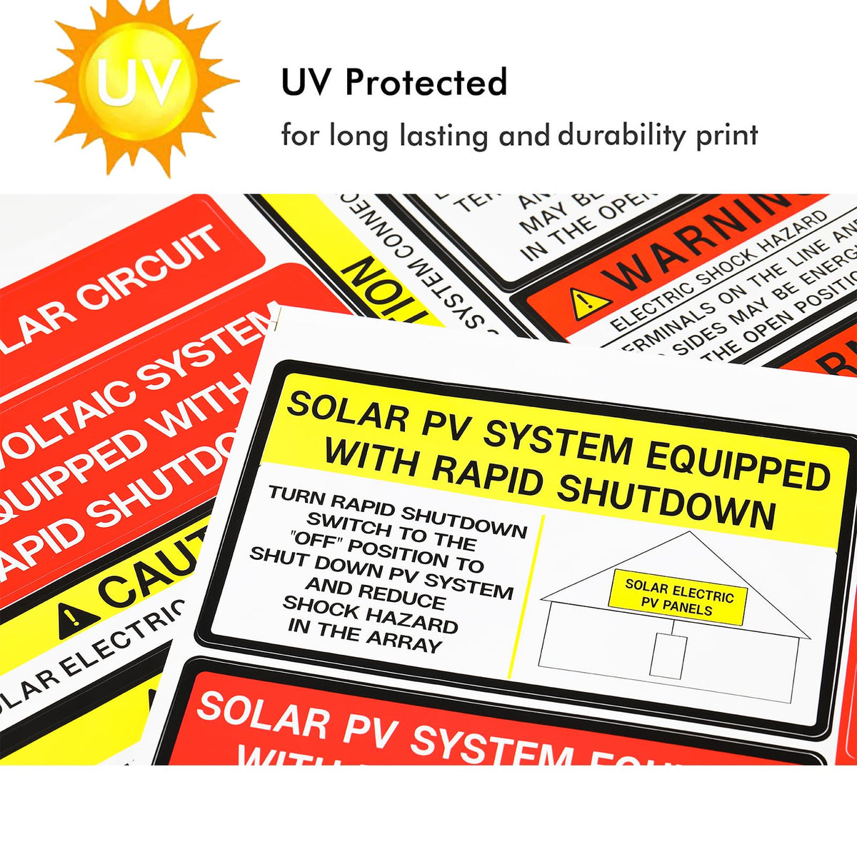 Photovoltaic Solar System Installer Label Kit | 2020 | 2017 Code | Electrical Panel Safety Stickers | PV Power Source Warning Set | Caution Solar Circuit | Outdoor Durability (5 Set of 48 Pack)
