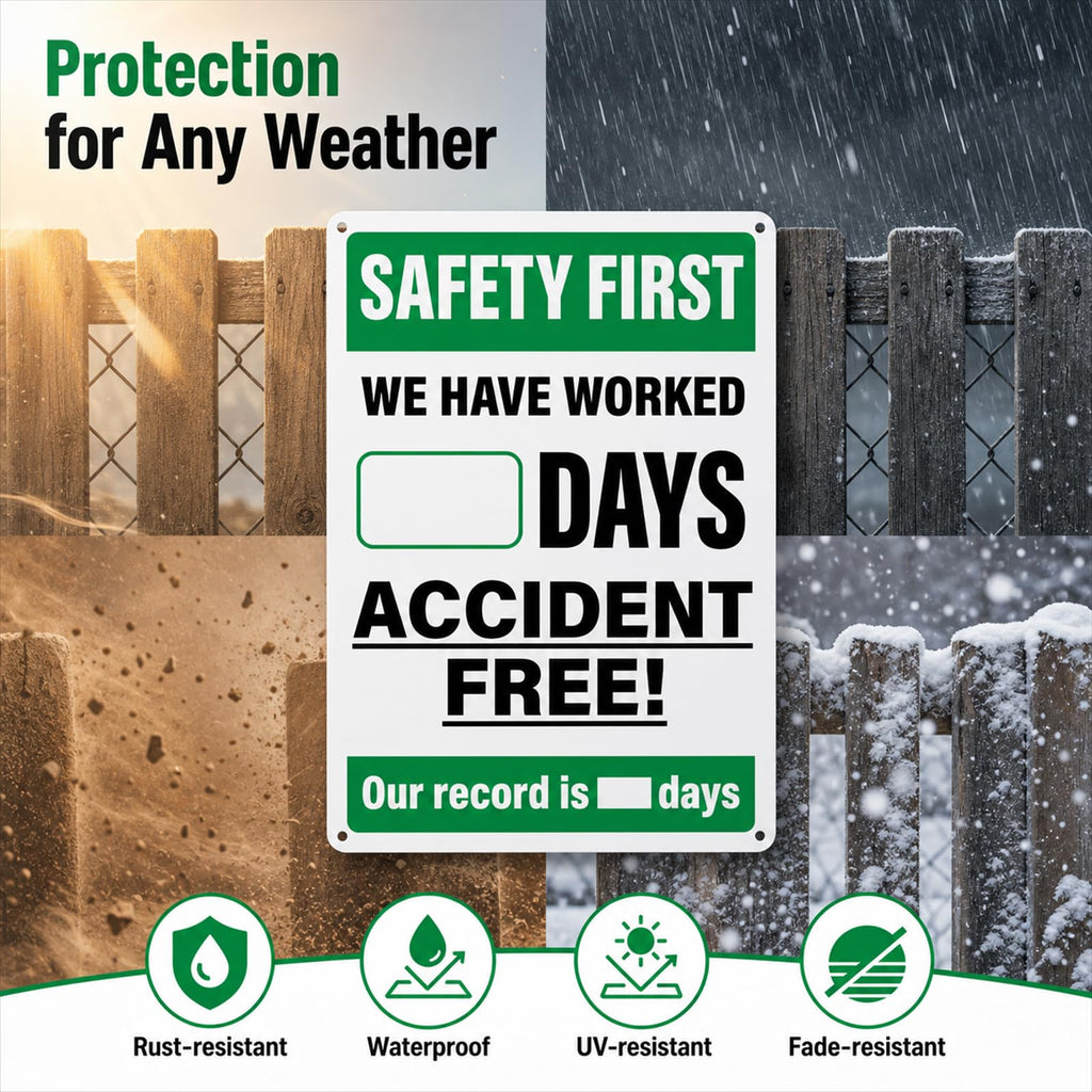 2 Pack Safety First Accident Free Days Aluminum Wall Signs 12×8 in