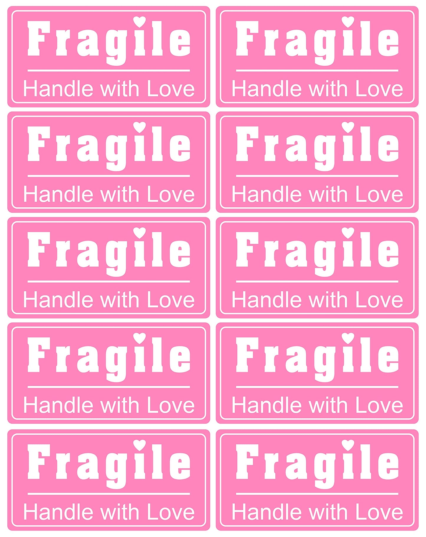 Small Pink Shipping Sticker,MeshaKippa 2x1 inch 200pcs Pink White Small Fragile Shipping Sticker