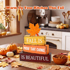 4 Pcs Fall Wooden Decor, Fall Table Decorations Gifts for Home A-Beautiful for Fall