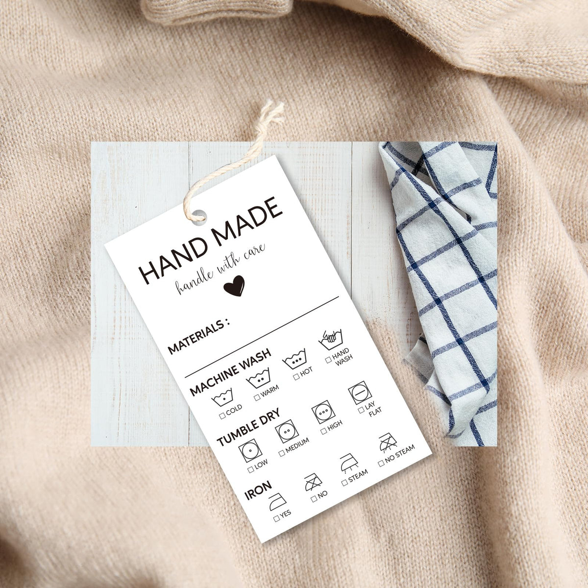 BLSUREFYX Handmade Care Instruction Tag 3.5x2in 240pcs Hand Made Tags 240 pcs